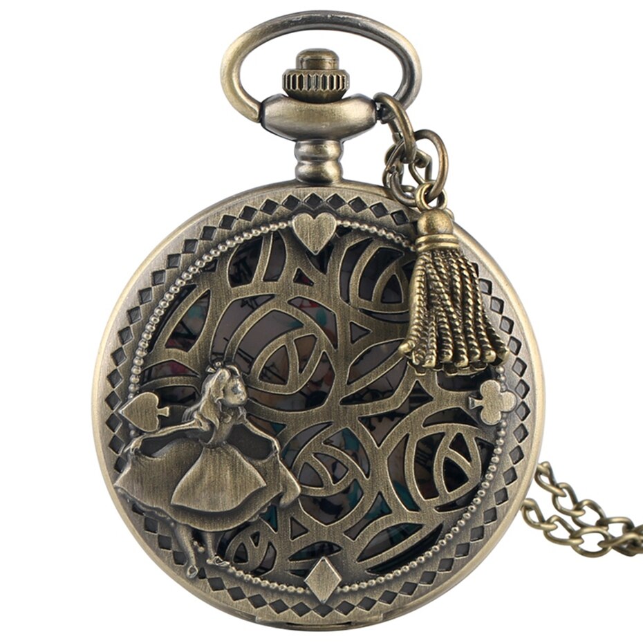 Bronze Lovely Princess Alice In Wonderland Theme Pocket Watches
