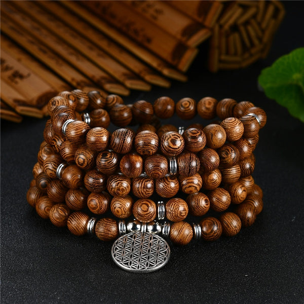 Pulsera de cuentas de oración de 108 cuentas de rosario budista tibetano