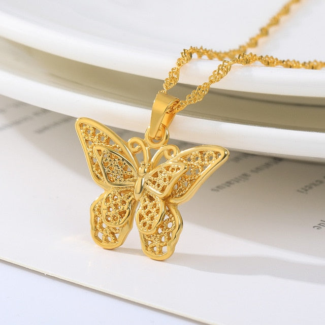 Gold Stainless Steel Stylish Butterfly Necklace