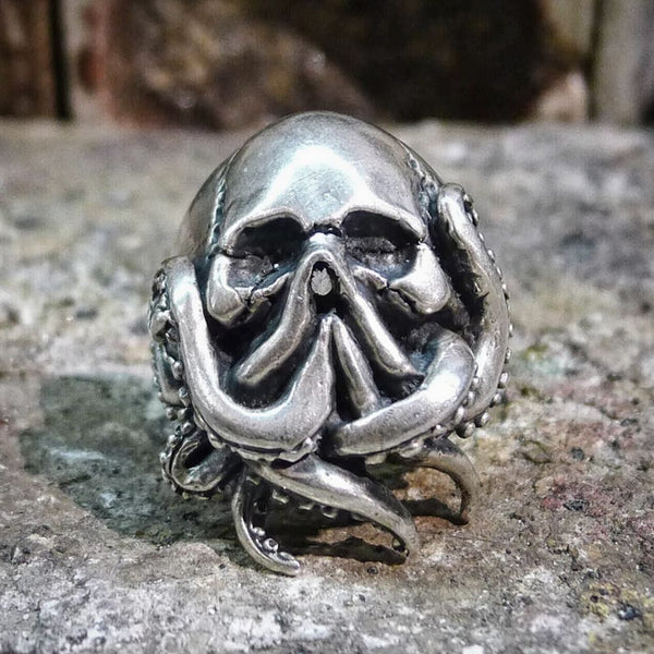 Goth Octopus Skull Ring Punk 316L Stainless Steel Seaman Rings
