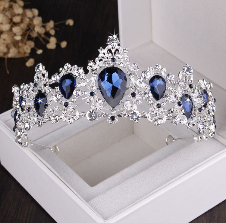 Baroque Luxury Silver Plated Blue Crystal Bridal Jewelry Sets