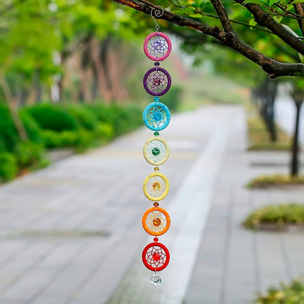 Chakra Dream Catcher with  20mm Crystal Chandelier Ball Prisms Suncatcher