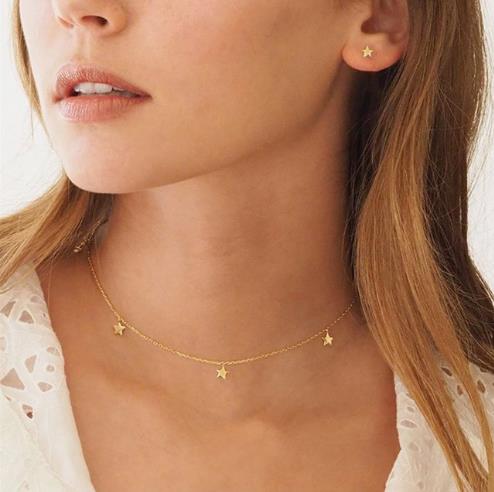 Fashion Gold Moon Star Coin Necklace