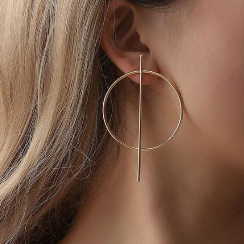 NEW Gold Metal Long Circle Pendant Earings Tassel Earrings