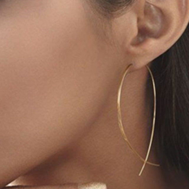 NEW Gold Metal Long Circle Pendant Earings Tassel Earrings