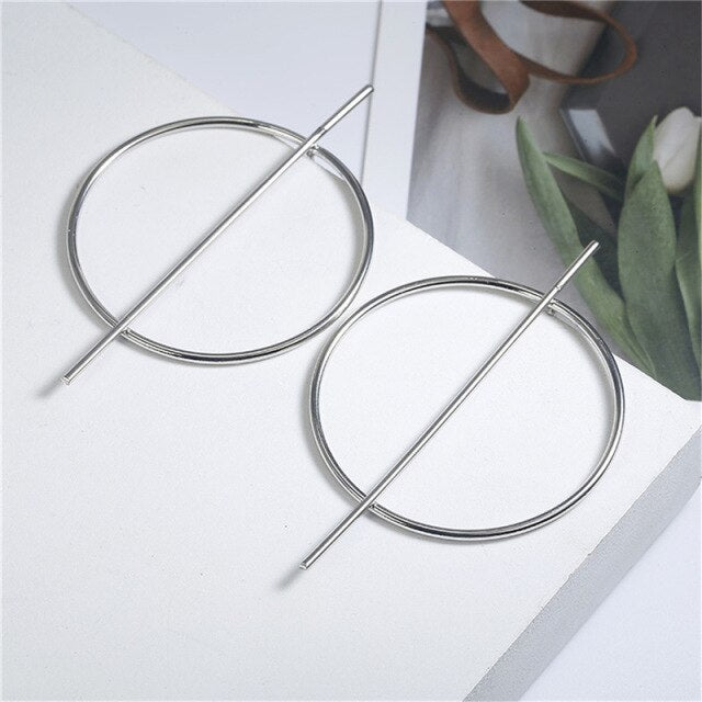 NEW Gold Metal Long Circle Pendant Earings Tassel Earrings