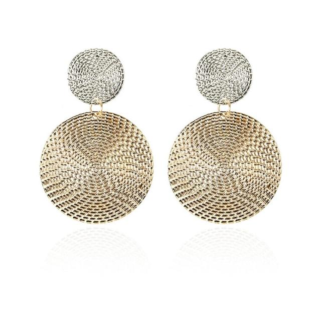 NEW Gold Metal Long Circle Pendant Earings Tassel Earrings