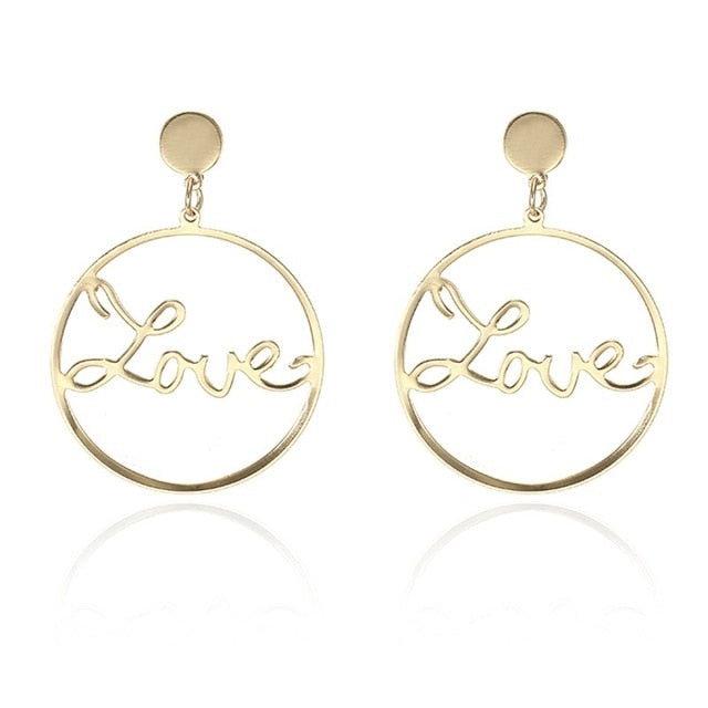 NEW Gold Metal Long Circle Pendant Earings Tassel Earrings