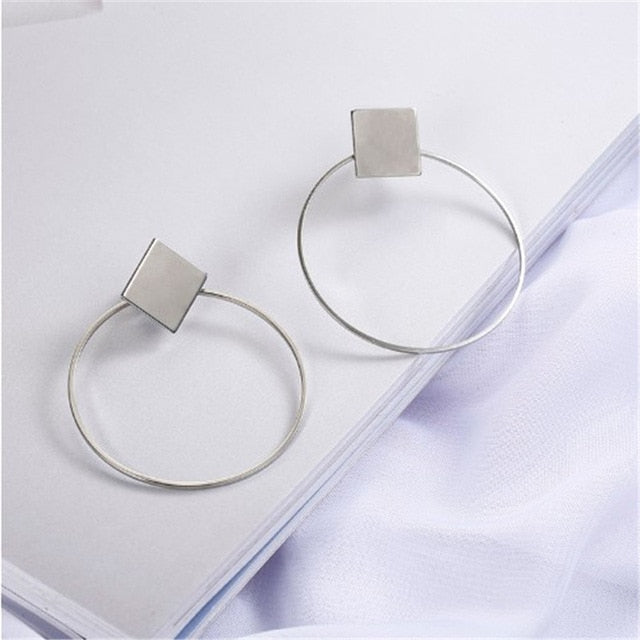 NEW Gold Metal Long Circle Pendant Earings Tassel Earrings