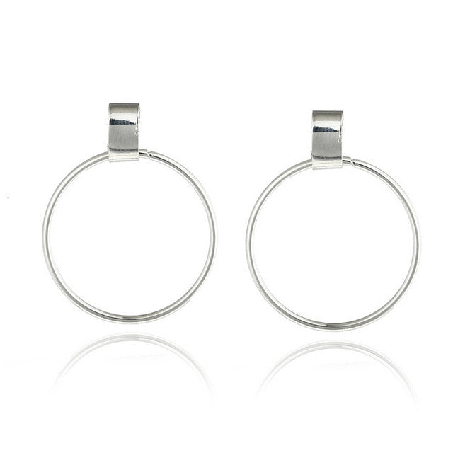 NEW Gold Metal Long Circle Pendant Earings Tassel Earrings