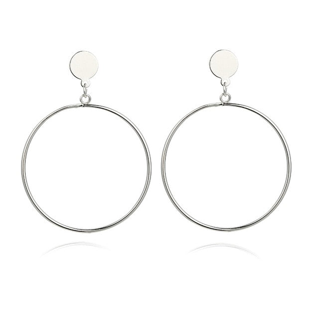 NEW Gold Metal Long Circle Pendant Earings Tassel Earrings