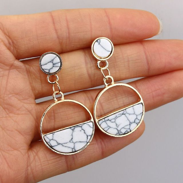 NEW Gold Metal Long Circle Pendant Earings Tassel Earrings