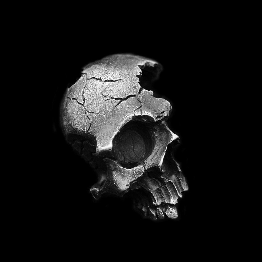 Broken Damaged Half Face Skull Pendant Necklace Men‘s