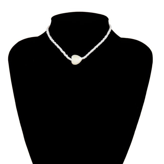 Separable 2 Layered White/Black Beads Necklaces