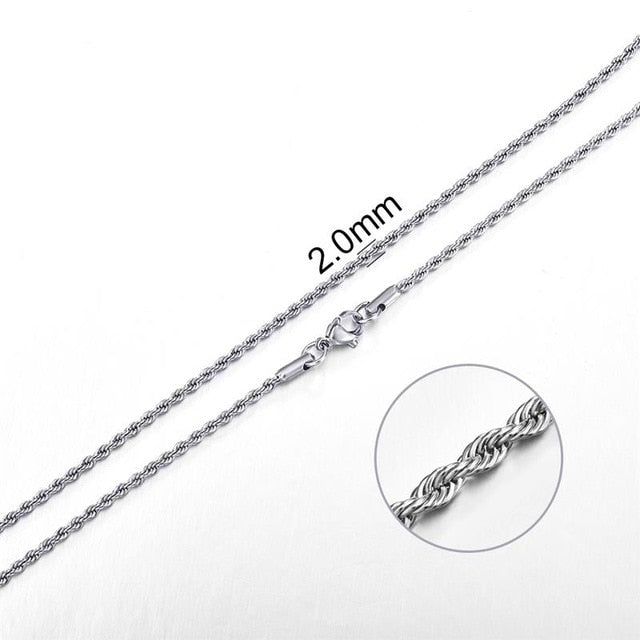 2mm-7mm Rope Chain Necklace