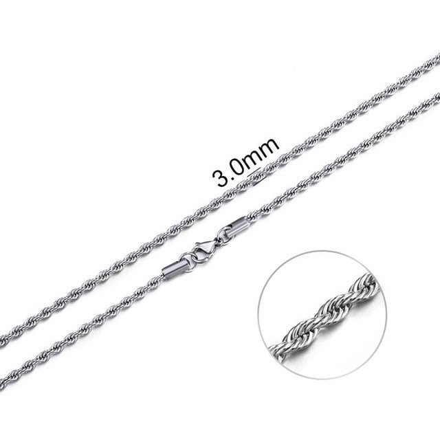 2mm-7mm Rope Chain Necklace