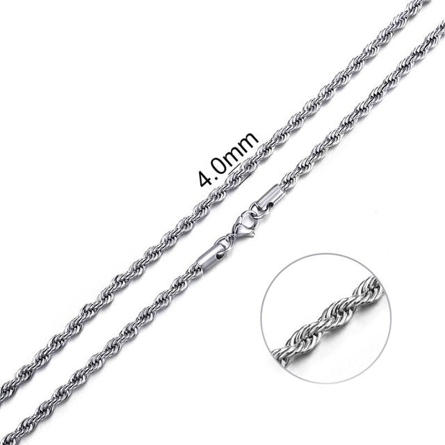 2mm-7mm Rope Chain Necklace