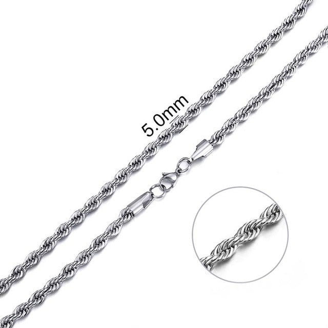 2mm-7mm Rope Chain Necklace