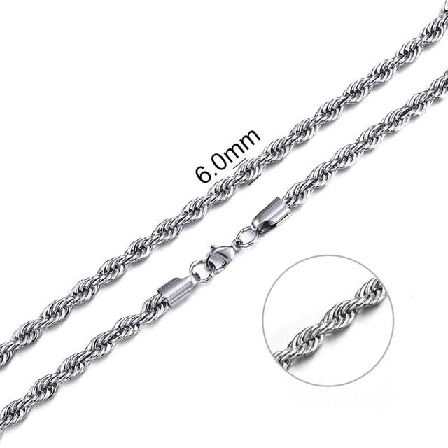 2mm-7mm Rope Chain Necklace