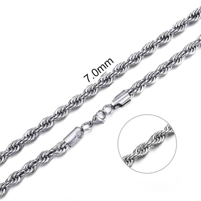 2mm-7mm Rope Chain Necklace