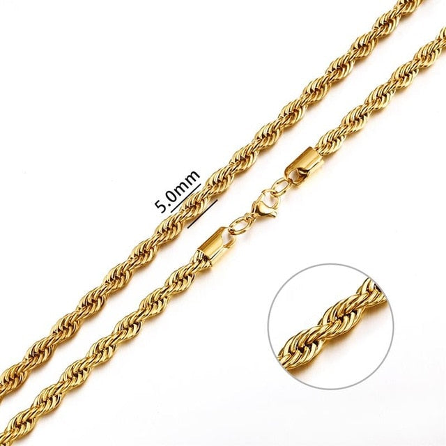 2mm-7mm Rope Chain Necklace