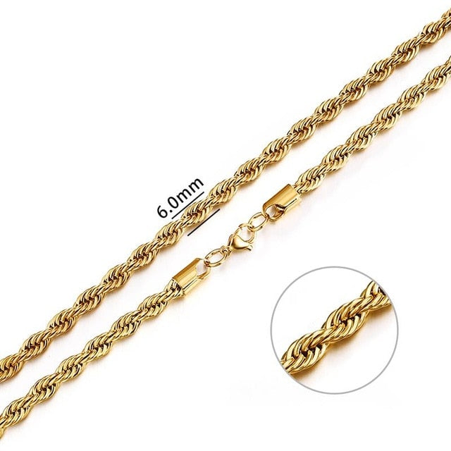 2mm-7mm Rope Chain Necklace