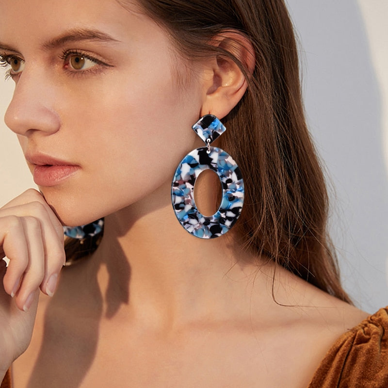Geometric Acrylic Fashion Statement Drop Earrings
