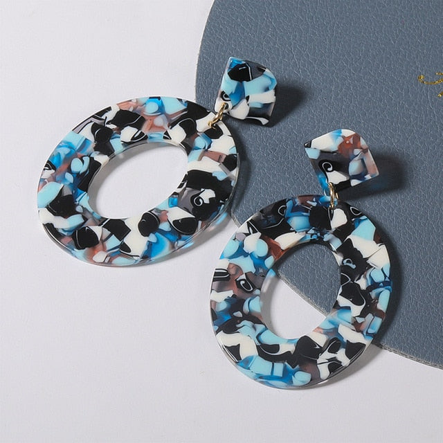 Geometric Acrylic Fashion Statement Drop Earrings