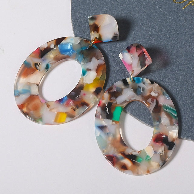 Geometric Acrylic Fashion Statement Drop Earrings