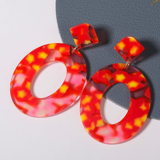 Geometric Acrylic Fashion Statement Drop Earrings