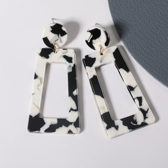 Geometric Acrylic Fashion Statement Drop Earrings