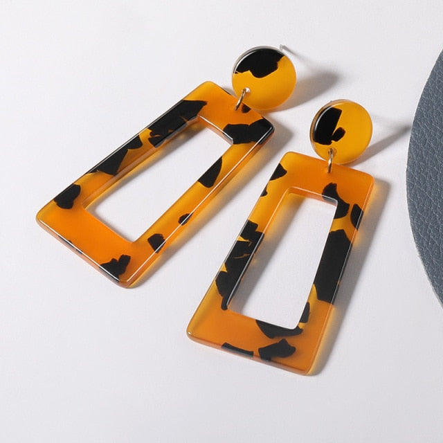 Geometric Acrylic Fashion Statement Drop Earrings