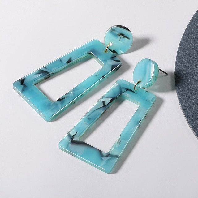 Geometric Acrylic Fashion Statement Drop Earrings