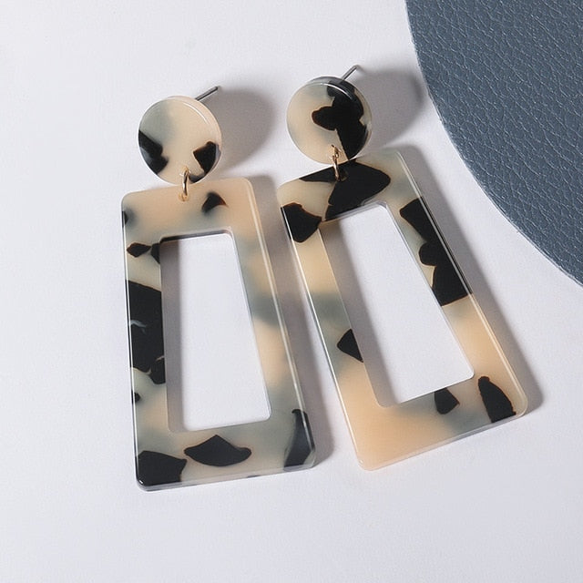 Geometric Acrylic Fashion Statement Drop Earrings