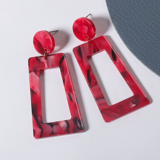 Geometric Acrylic Fashion Statement Drop Earrings