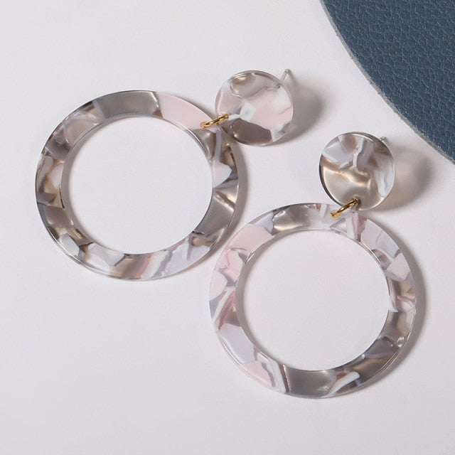 Geometric Acrylic Fashion Statement Drop Earrings