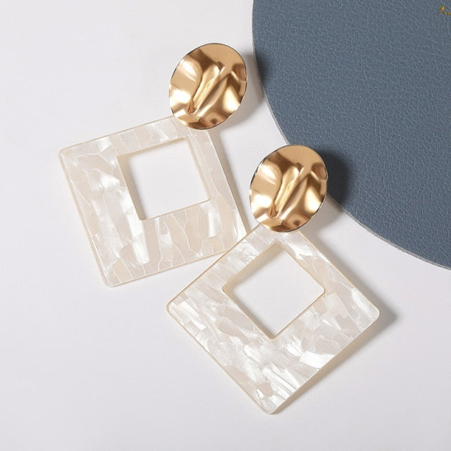 Geometric Acrylic Fashion Statement Drop Earrings