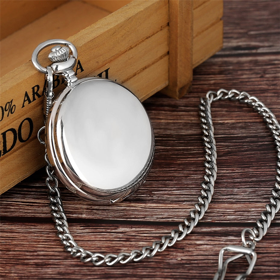 Luxury Smooth Silver Pendant Pocket FOB Watch