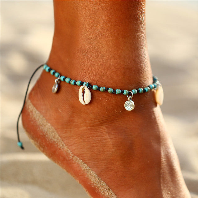 Fashion Colorful Seed Beads Cowrie Shell Ankle Bracelet