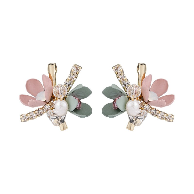 Korean Trendy Handmade Colorful Sweet Flowers Stud Earrings