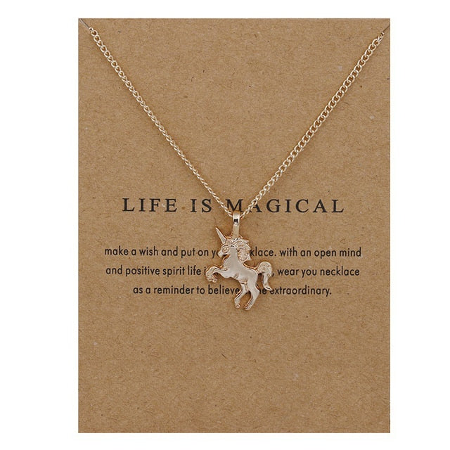 Clover Unicorn Luck Pendant Necklaces