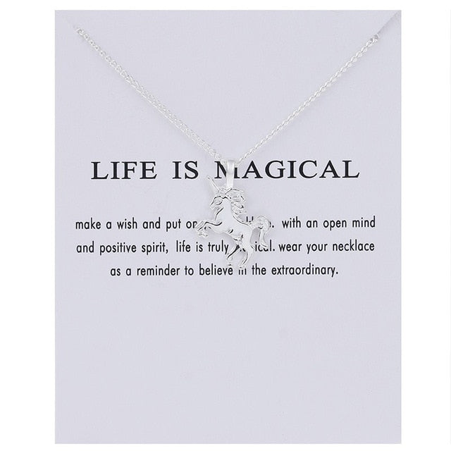 Clover Unicorn Luck Pendant Necklaces