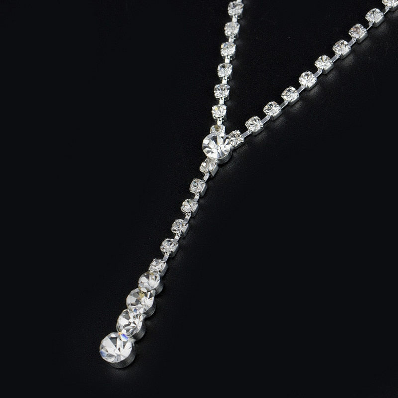 Rhinestone Necklace Earrings Jewelry Set