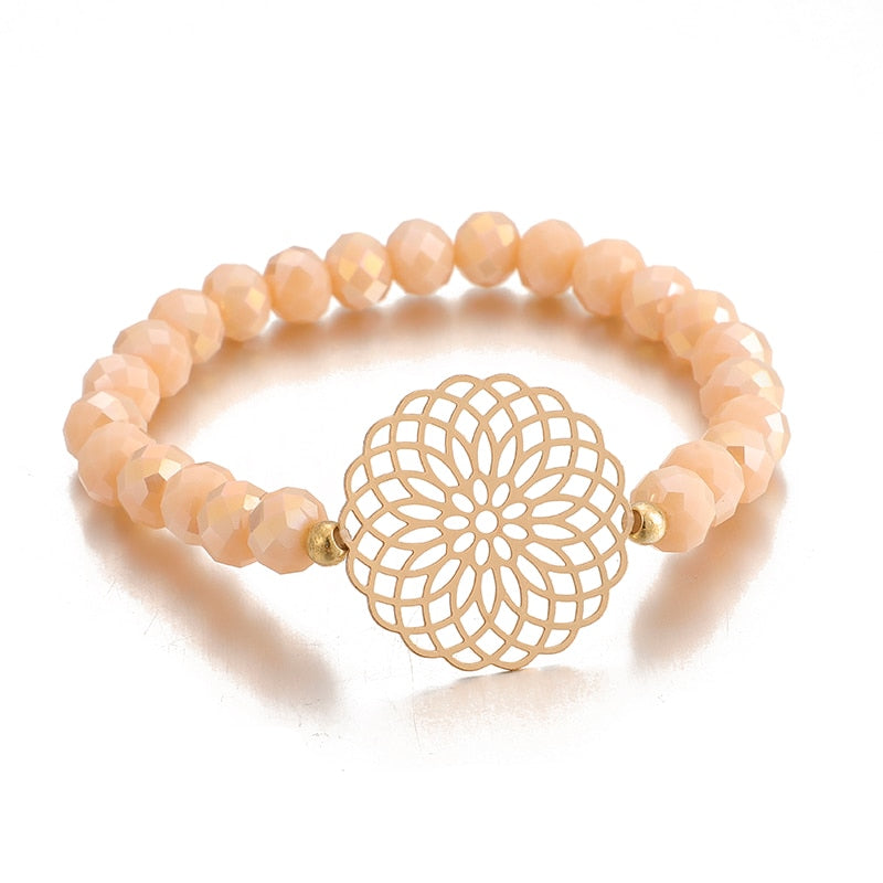 Heart Orange Beadeds Bracelet Set for Women