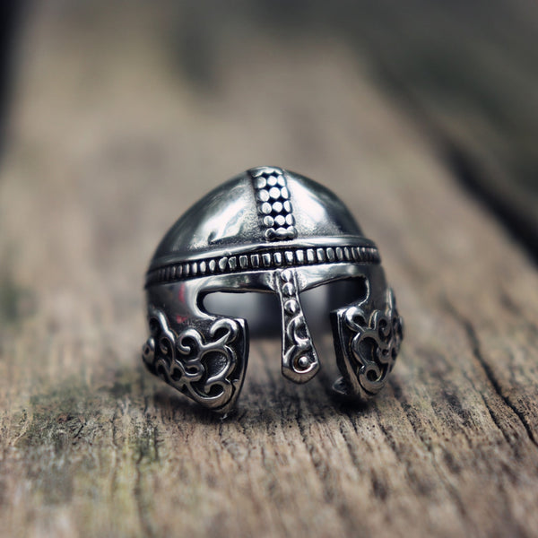 Viking Scandinavian Warrior Helmet Biker Stainless Steel Ring