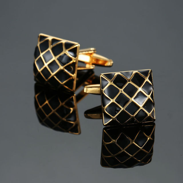 Classical Gold silvery blue retro pattern cuff links