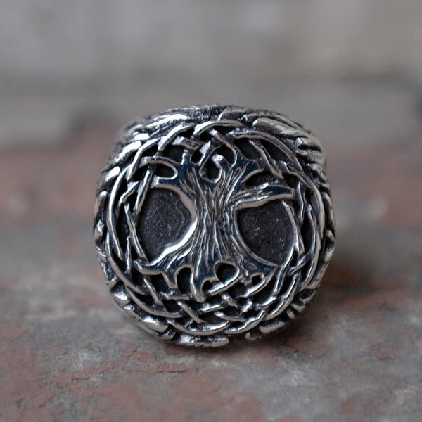 Nature Tree of Life 316L Stainless Steel Signet Ring