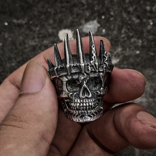 Mens Classical Nobility King Crown Skull 316L Stainless Steel Biker Rings