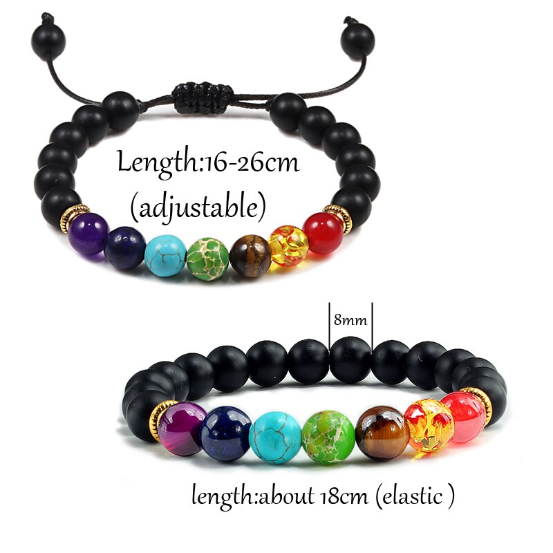 7 Chakra Beads Natural Lava Tiger Eye Stone Bracelet For Women