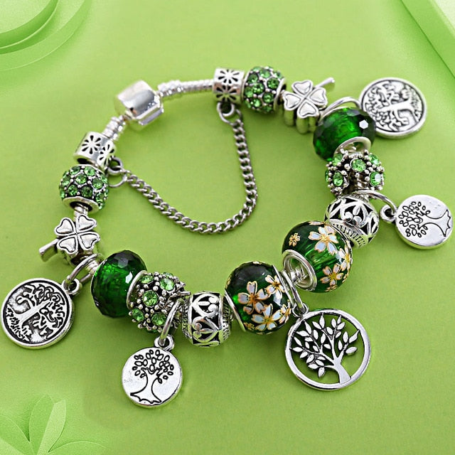 Tibetan Silver Tree of Life Fashion Bead Bracelet